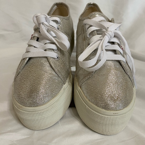 Superga Women's Shimmering Silver Platform Sneakers, EU 39/US 8 - Picture 3 of 12